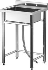 28"x24"x40" Commercial Kitchen Sink Single Bowl Stainless Steel Utility Sink