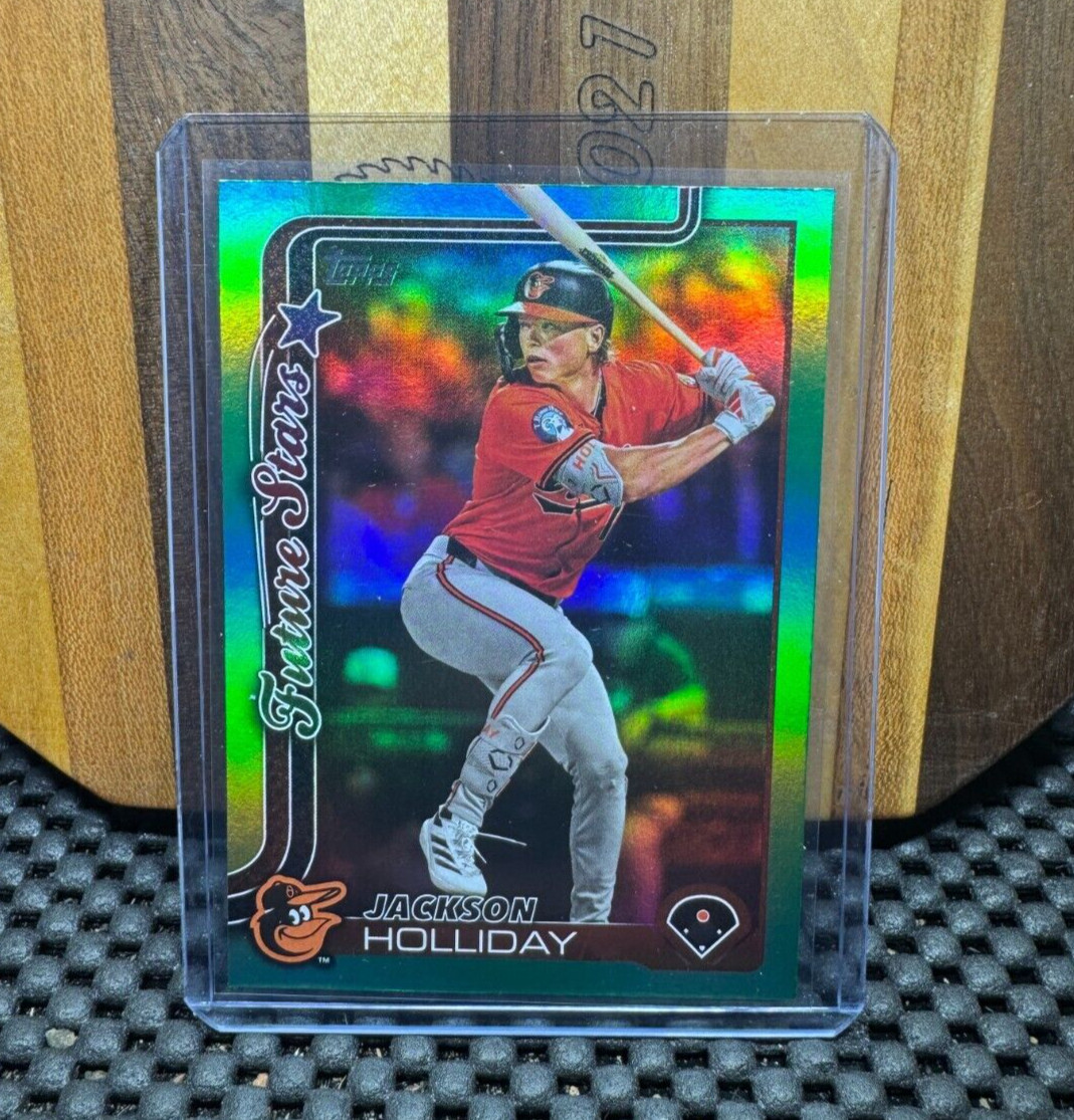 2025 Topps Series 1 #220 Jackson Holliday Spring Training Green Foil /99 Orioles