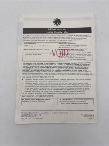 LG Original Manual for LST-3510A HD Receiver / DVD Player - Picture 2 of 3