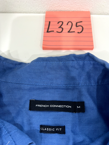 French Connection Linen Classic Fit Long Sleeve Button-Up Shirt Blue Size Medium - Picture 7 of 12