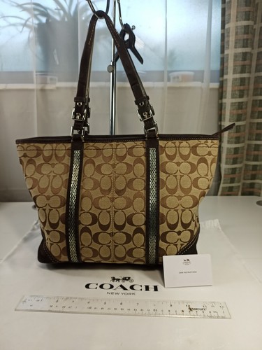 Coach Gallery East West Medium Brown Beige Purse Shoulder Bag Beaded - Bild 9 von 15