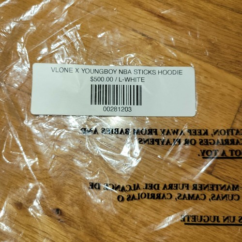 NEW VLONE x YoungBoy NBA Sticks White Hoodie Sweatshirt Sz XL NEW Retail $500 - Picture 5 of 5