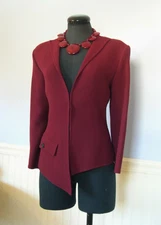 Geoffrey Beene jacket,vintage couture asymmetric burgundy wool,6