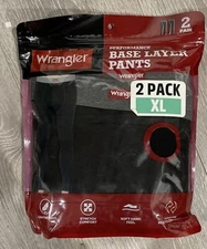 Wrangler NEW Men's Black Performance Base Layer Pants 2 pack Size XL