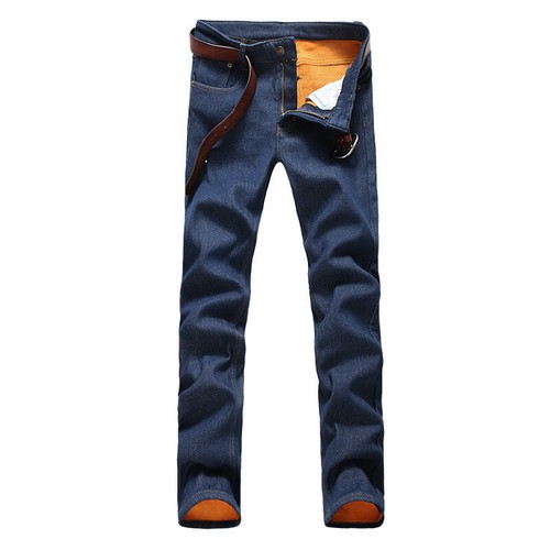 Men Denim Pants Jeans Fleece Lined Straight Trousers Thick Winter Casual - Picture 11 of 11