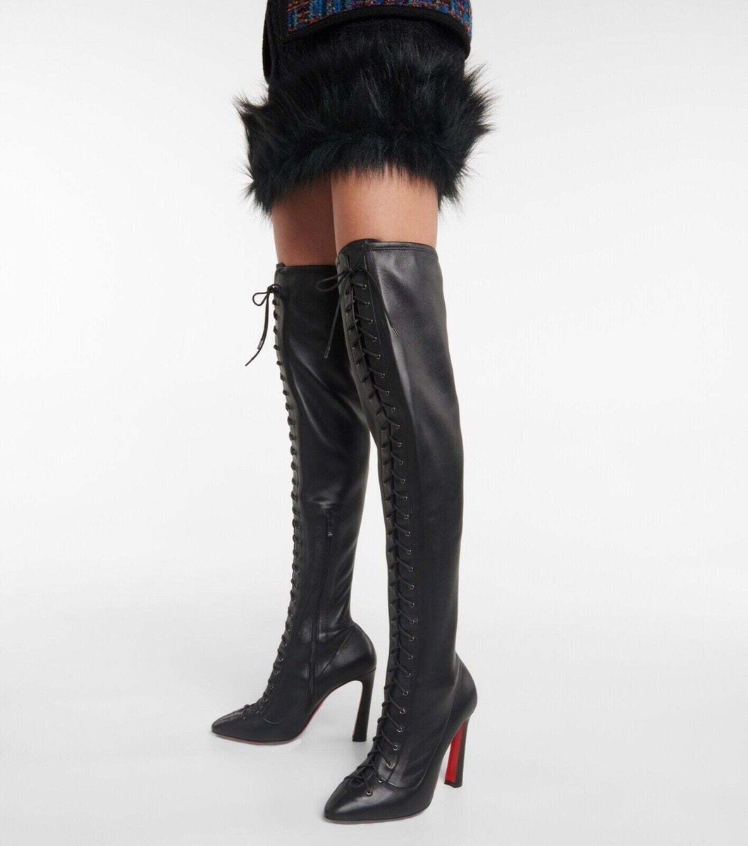 Christian Louboutin Anjel Alta Botta 100 Black Knee Thigh High OTK Heel Boot  40 | eBay
