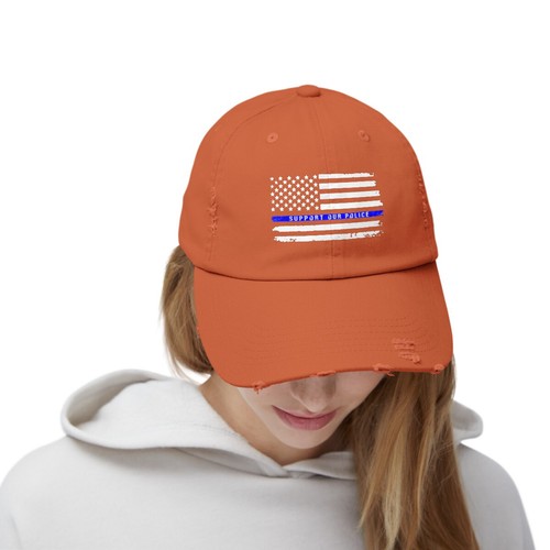 Support Our Police USA Flag First Responder Unisex Distressed Cap - Picture 13 of 24