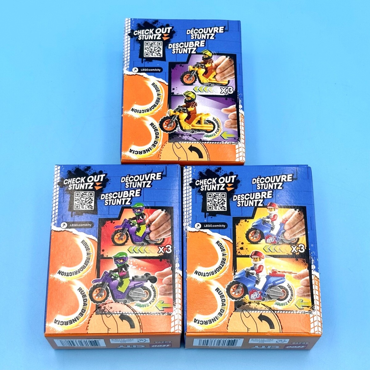 LEGO City Stuntz Wheelie Demolition Rocket Stunt Bike Lot of 3