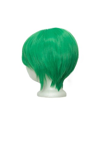 11'' Short Straight Men's Cut with Long Bangs Jade Green Wig Cosplay NEW - Foto 2 di 3