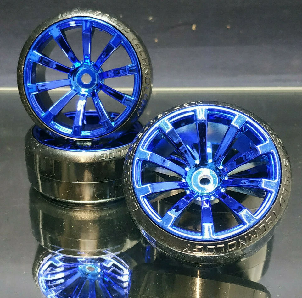 10-SPEICHEN DRIFT REIFEN 1:10 (4 STÜCK.) IN CHROM-BLAU, 6MM OFFSET - Bild 2 von 4