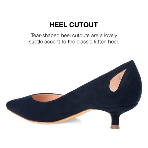 Journee Collection Womens Goldie Pointed Toe Kitten Heel Pumps Navy - 10 - Picture 2 of 6