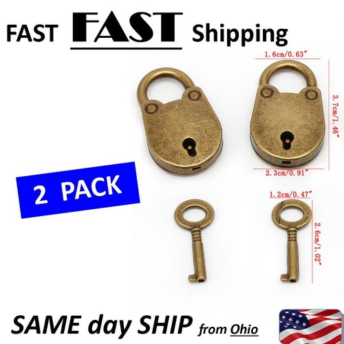 Vintage Antique Style Mini old Padlocks Key Lock With key - 2 PACK - Bild 2 von 4