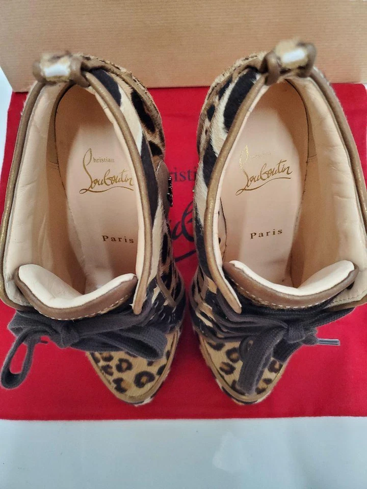 Christian Louboutin Bottes Courtes Léopard Facturées Droits Duty Paid 35 Femme - Photo 4/4
