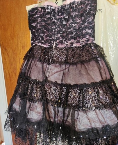 Pink & Schwarz trägerloses Partykleid - Bild 3 von 7