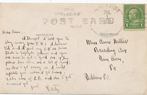 Ingleside MI * Robert’s Bay Douglas Lake RPPC 1929 * Cheboygan Co. - 第 2/2 張圖片