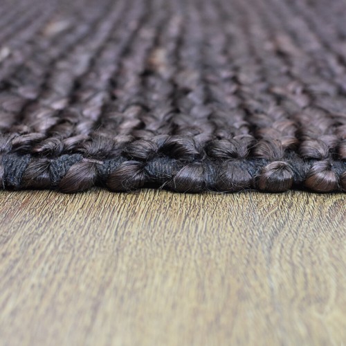 Hand Woven Jute Eco-friendly Area Rug Solid Brownish Charcoal BBH Homes BBJ00023 - Picture 7 of 35