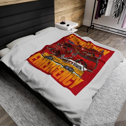 EMERGENCY Squad 51 Engine 51 Ambulance Velveteen Plush Blanket 3 Sizes - Picture 13 of 13