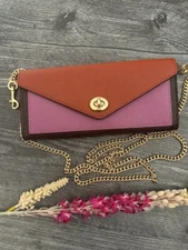 Coach C1909 Slim Envelope Wallet With Chain In Colorblock
