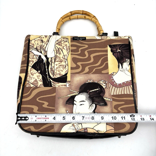 Cartera de Mano Vintage Años 90 Y2K Kate Spade Estampado Geisha Swarovski Estrás Bambú - Imagen 14 de 17