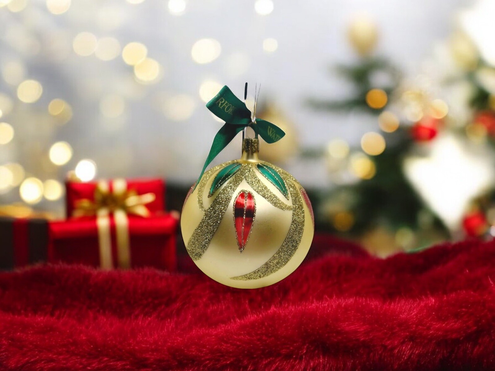 Waterford Heirlooms 4-Inch Lucerne Gold Ball Ornament Opulence Collection Holiday Decor