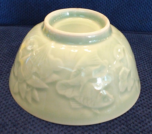 Antiguo cuenco antiguo vintage chino Celadon Koi pez flores de loto ¡¡¡Hermosa pieza!!!! - Imagen 5 de 12