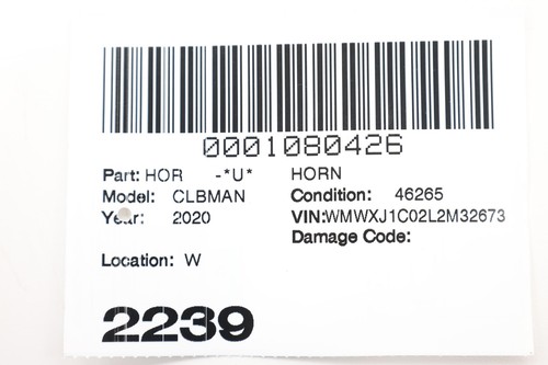2020 - 2024 MINI CLUBMAN F54 FRONT HIGH PITCH NOTE TONE HORN SIGNAL OEM - Picture 12 of 12