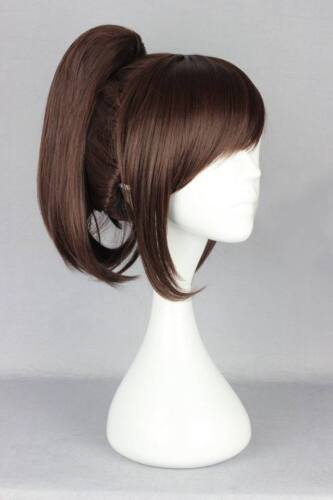 Parrucche cosplay ragazza moda coda di cavallo marrone medio parrucca donna parrucca corta 35 cm - Foto 3 di 4