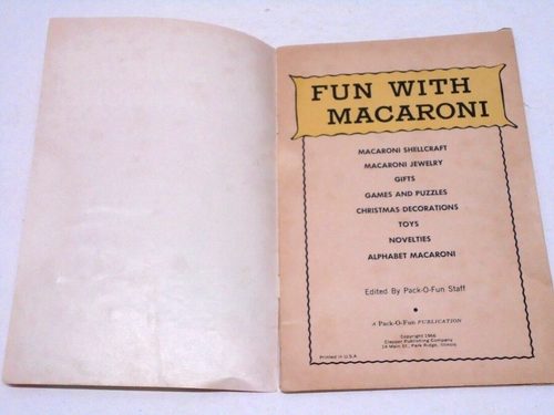 Vintage 1966 Fun With Macaroni Book Paperback Noodle Crafts Pasta Children's - 第 2/6 張圖片