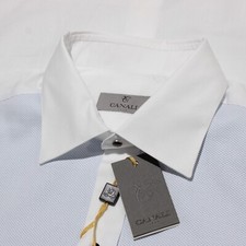 Canali NWD Formal Tux Dress Shirt Size 42 16.5 in White  Blue 100 Cotton