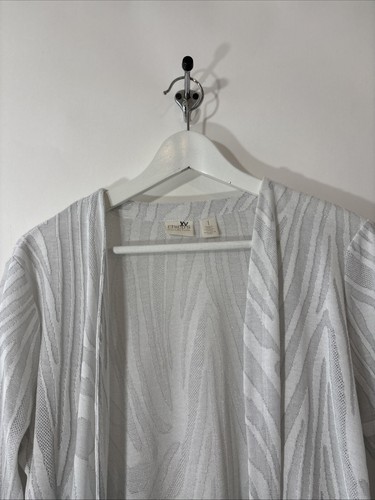 Chicos Metallic Sparkle Zebra Striped Duster Open Front Cardigan Kimono Size 1 - Picture 2 of 13