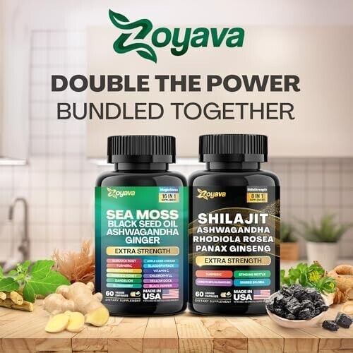 Zoyava Dynamic Vitality Bundle - Sea Moss 7000mg,Black Seed Oil 4000mg/ Shilajit - Picture 2 of 9
