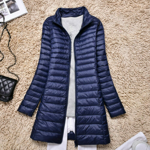 Stehkragen Packable Ultralight Parka Damen Lang 90% Daunen Jacke Mantel Overcoa - Bild 8 von 8