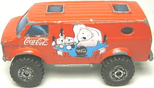 1981 MATCHBOX 4X4 RED CHEVY VAN COCA-COLA POLAR BEARS PLAYING POOL 1:64 DIECAST - Picture 3 of 10