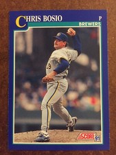 Chris Bosio 43 Score 1991 MLB Baseball Trading Card