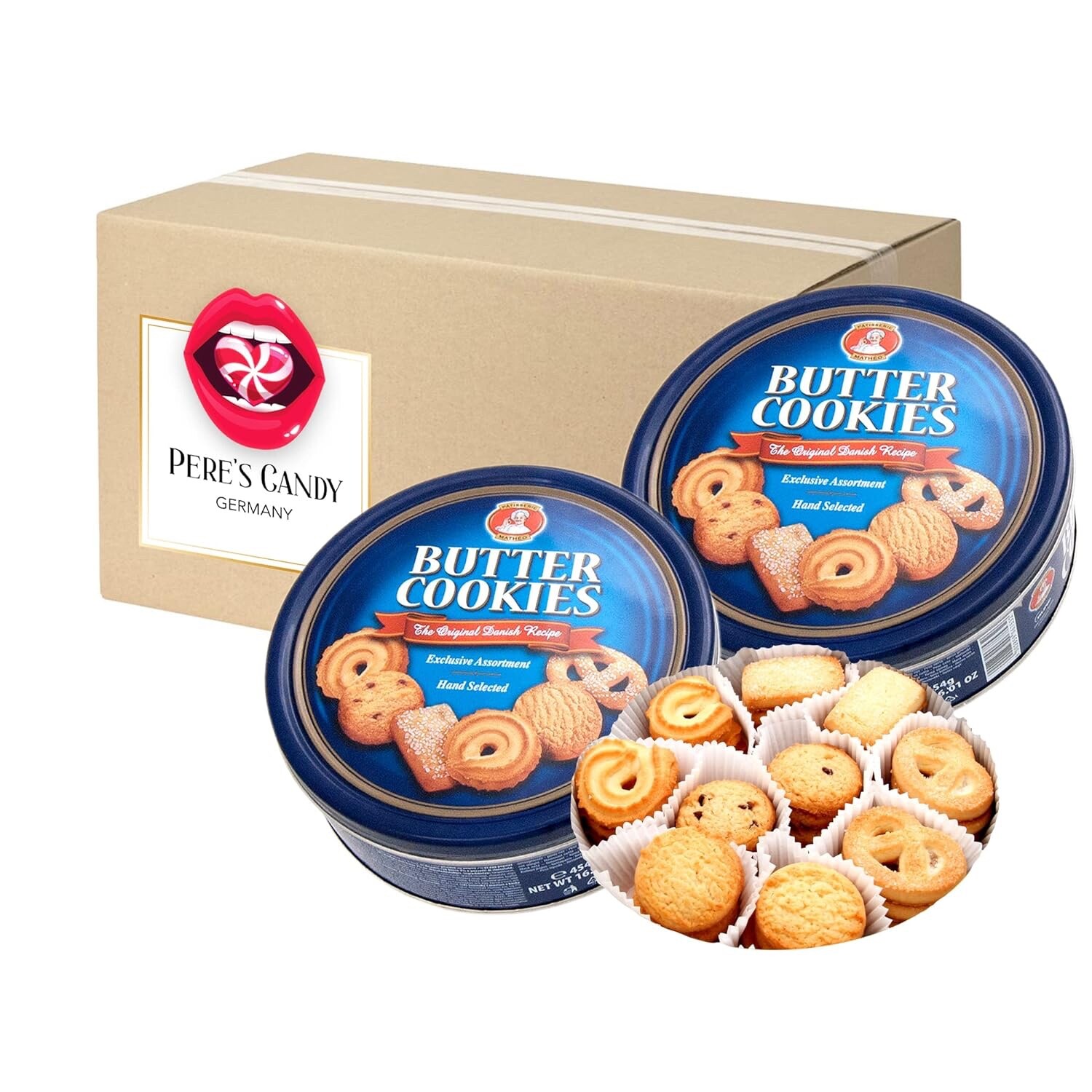 Dänische Butterkekse Cookies Gebäckmischung Blau Nostalgie Dose 2er Pack 2 x454g