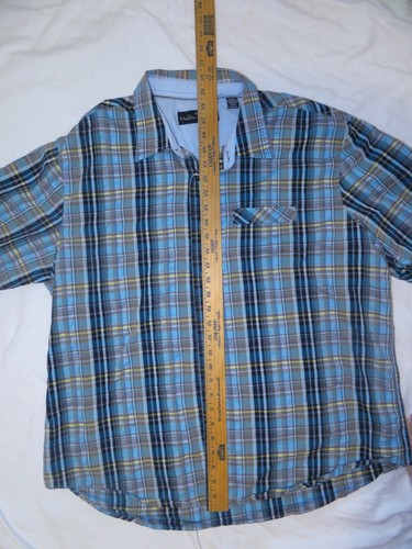 MALIBU COWBOY SS Blue Plaid Button Front Shirt 100% Cotton XXL - Picture 6 of 7