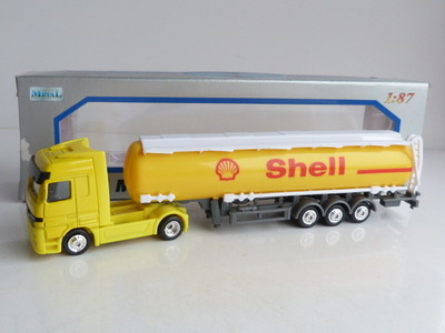 WELLY CAMION MERCEDES BENZ ACTROS ET SA REMORQUE SHELL 1/87
