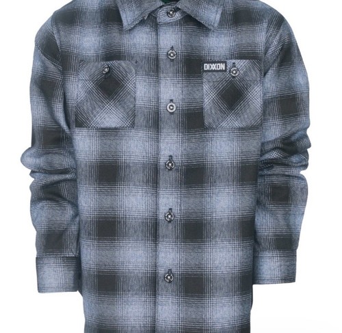 Dixxon Flannel LE Dago Dane SE Youth Med. Black Blue Plaid Flannel Button NWOT - Picture 4 of 12