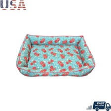 Large Vintage Floral Pet Bed Cozy Indoor Cushion Plush Fill Spot Clean New