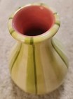 Bird Brain Inc. #8027 6” x 4" Lime Green Watermelon Striped Ceramic VTG Vase K