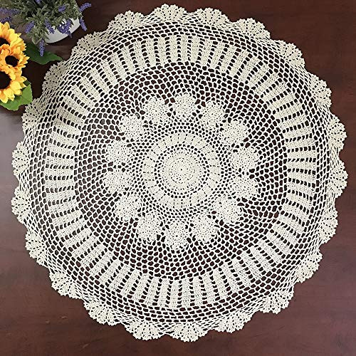  100% Cotton Handmade Crochet Round Tablecloth Doilies Lace Table  - Picture 1 of 7