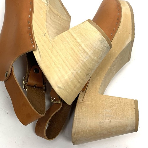 Zuecos Bryr Talla 40 Suzie Puntera Abierta Eslinga Trasera Cuero Genuino Suela de Madera Justo/Bueno - Imagen 9 de 21