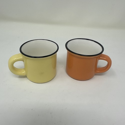 #ad Robert Stanley 2 Oz Yellow Espresso Enamel Cup 2” Tall With Bonus orange Cup $9.00