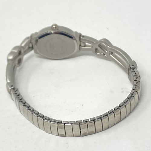 Vtg Faded Glory Watch Women Silver Tone Pink MOP Hearts Stretch New Battery 6.5" - Picture 13 of 14