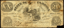 FL $20 TALLAHASSEE The State of Florida Oct 10 1861 Treasury Note Criswell Cr.4
