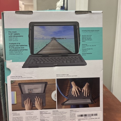 Logitech Universal Folio Case Bluetooth Wireless Keyboard Fits 9-10" Tablets iOS - Picture 2 of 2