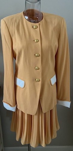 Traje Falda Primavera Albaricoque Escada Talla 34 ~Excelente~ - Imagen 1 de 7