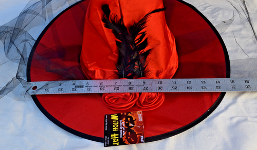 Witch Hat With Lace Flower & Feather Halloween Dress-Up Costume Cosplay One Size - Picture 11 of 14