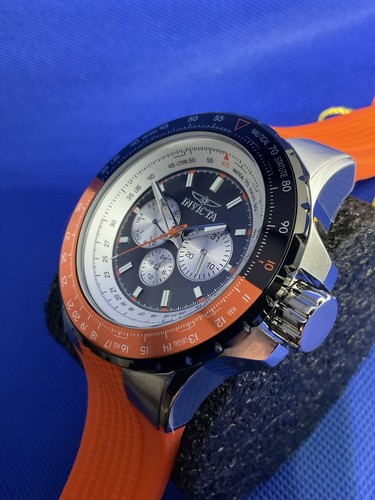Invicta Aviator silver/orange mod 33035 men’s wristwatch - Picture 3 of 12