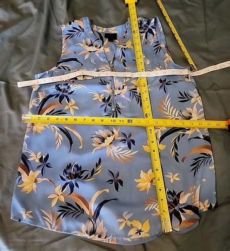 Top Colección JM Talla Mediana Azul Amarillo Marrón Estampado Floral Manga Completa - Imagen 4 de 10